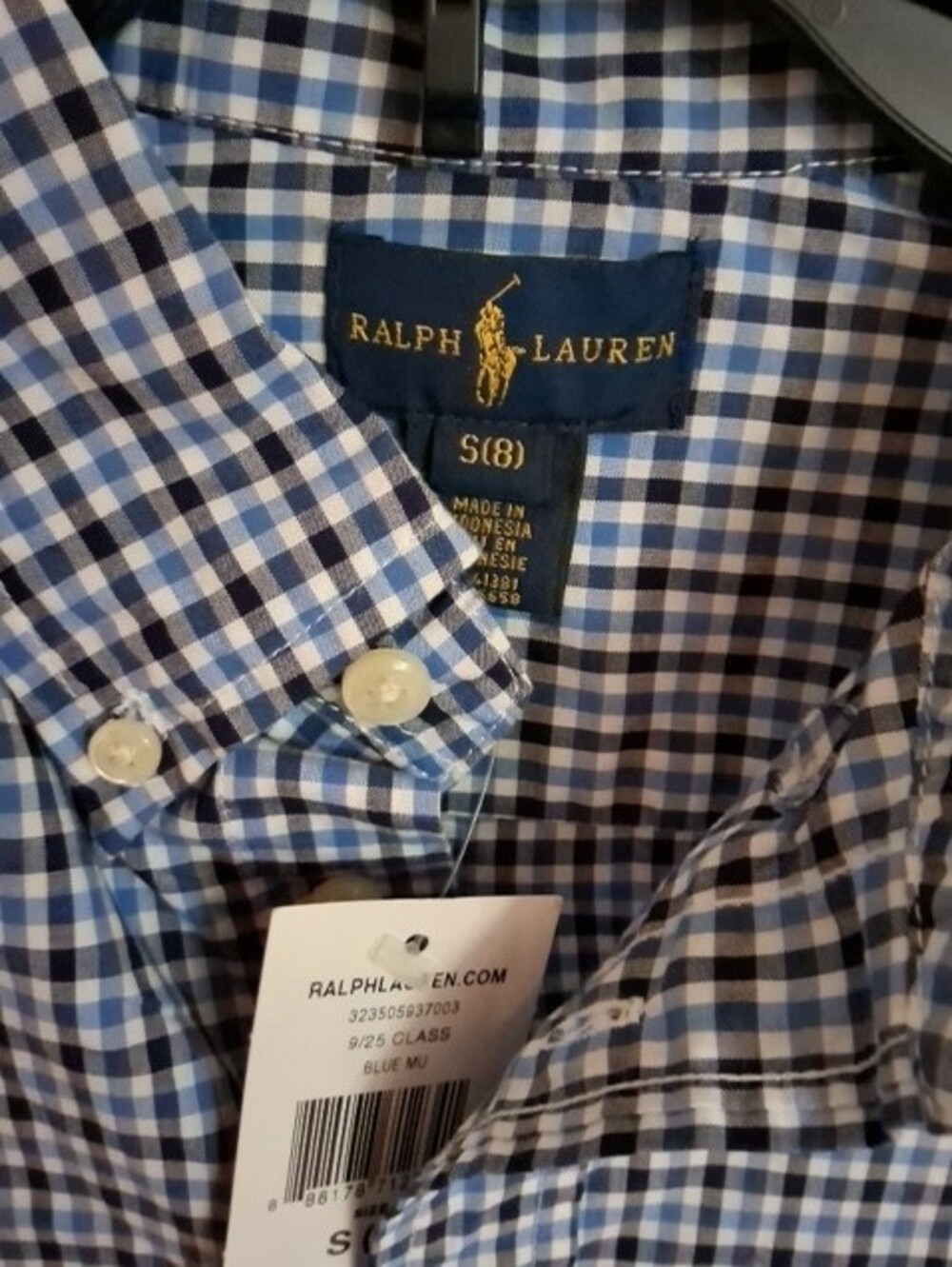 Polo by Ralph Lauren Navy and White Gingham Button-Down Shirt - Men - Picture 3 of 4
